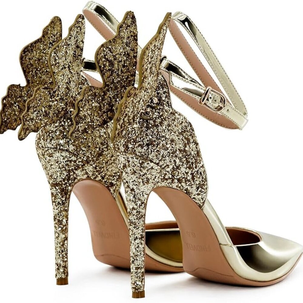 ✨ Gold Butterfly Stiletto Heels | Size 8 | ✨ - Picture 4 of 7